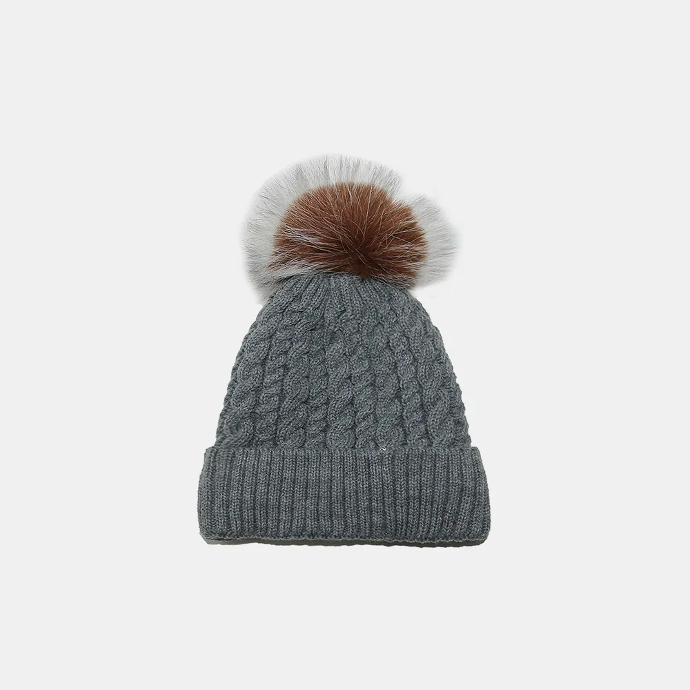 Cable Knit Winter Hat with Pompom, image 9