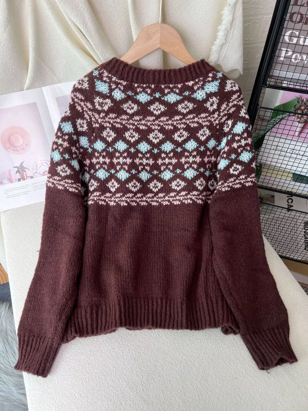 Fair Isle Patterned Round Neck Sweater, image 15