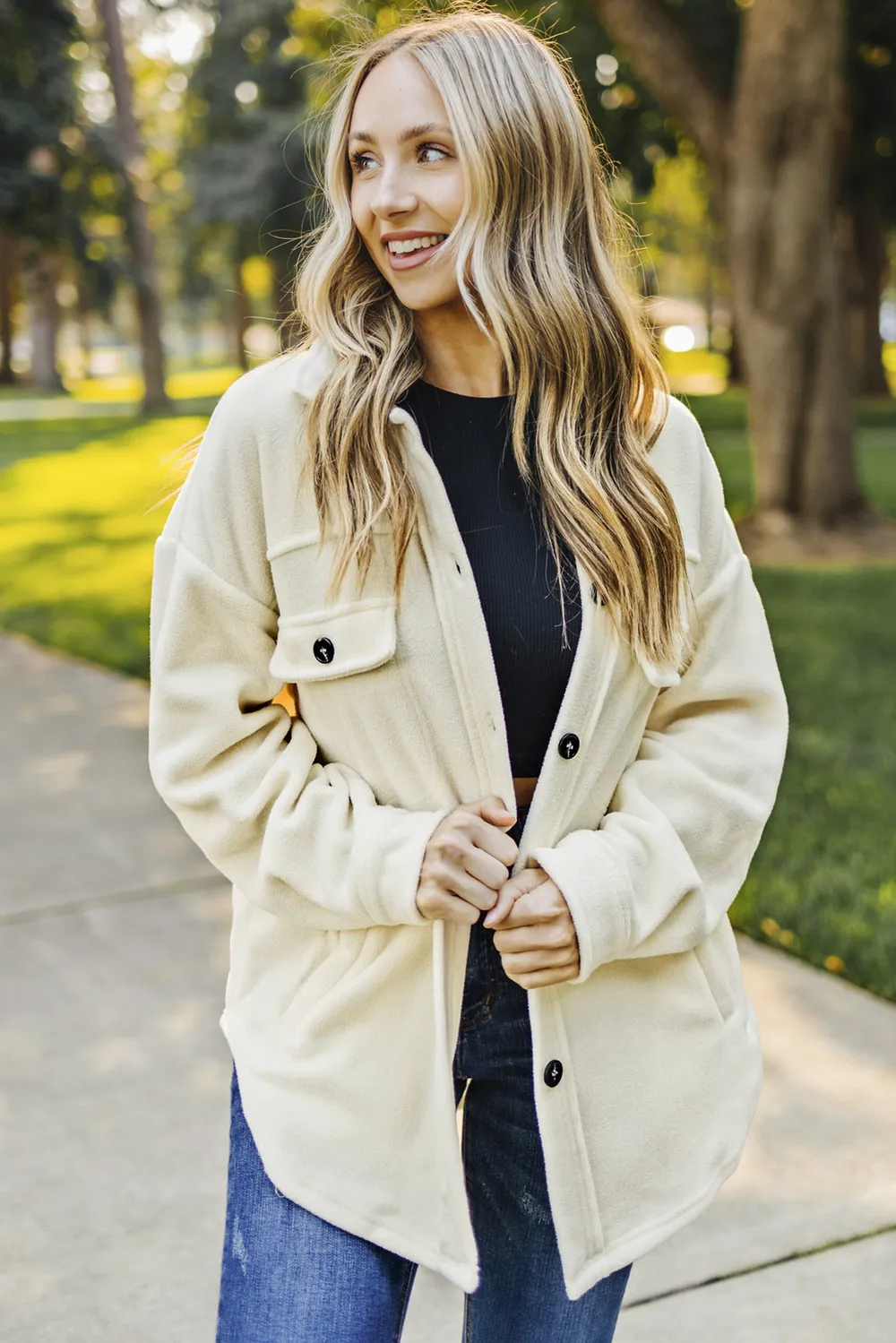 Button Up Collared Neck Long Sleeve Jacket, image 5