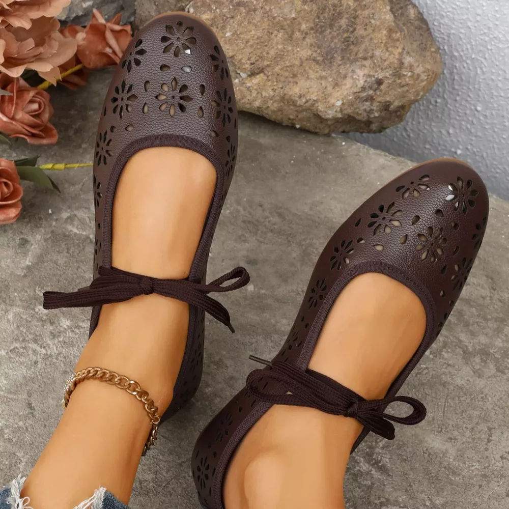 Floral Cutout Tied Slip-Ons, image 6