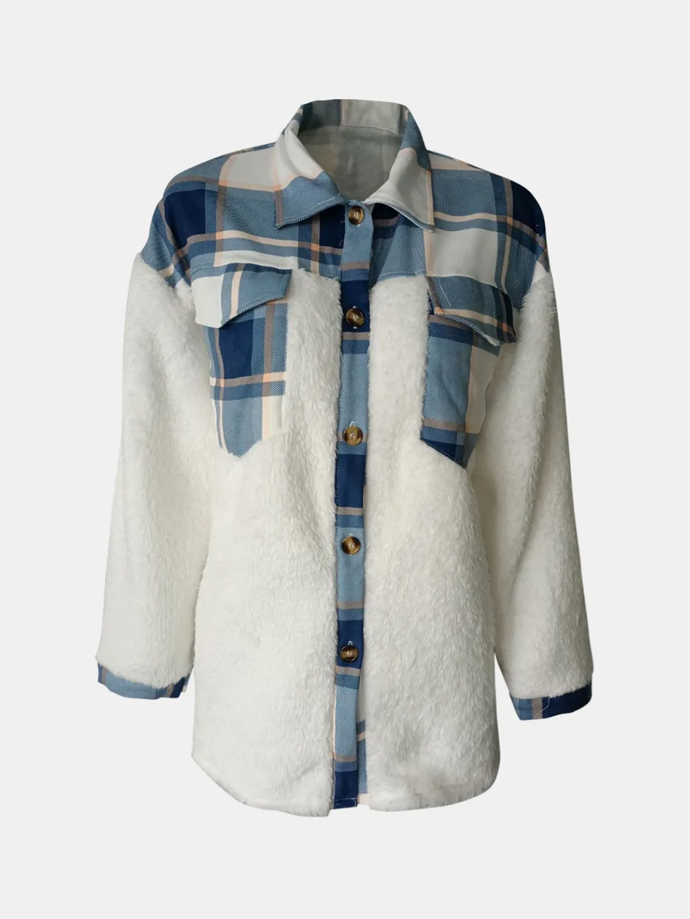 Fuzzy Button Up Long Sleeve Jacket, image 4