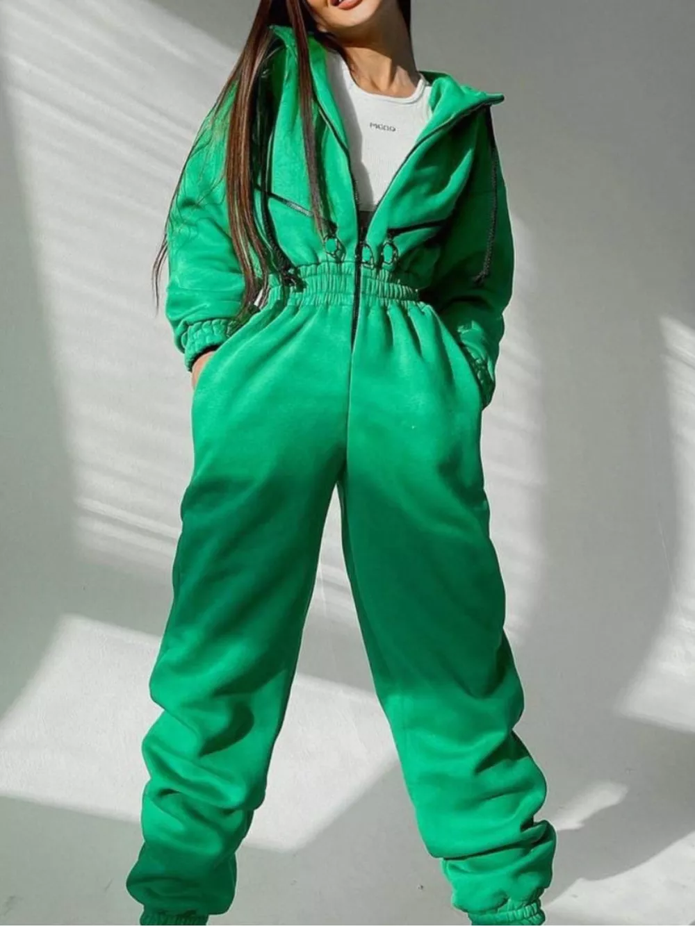 Zip Front Dropped Shoulder Jumpsuit, image 19