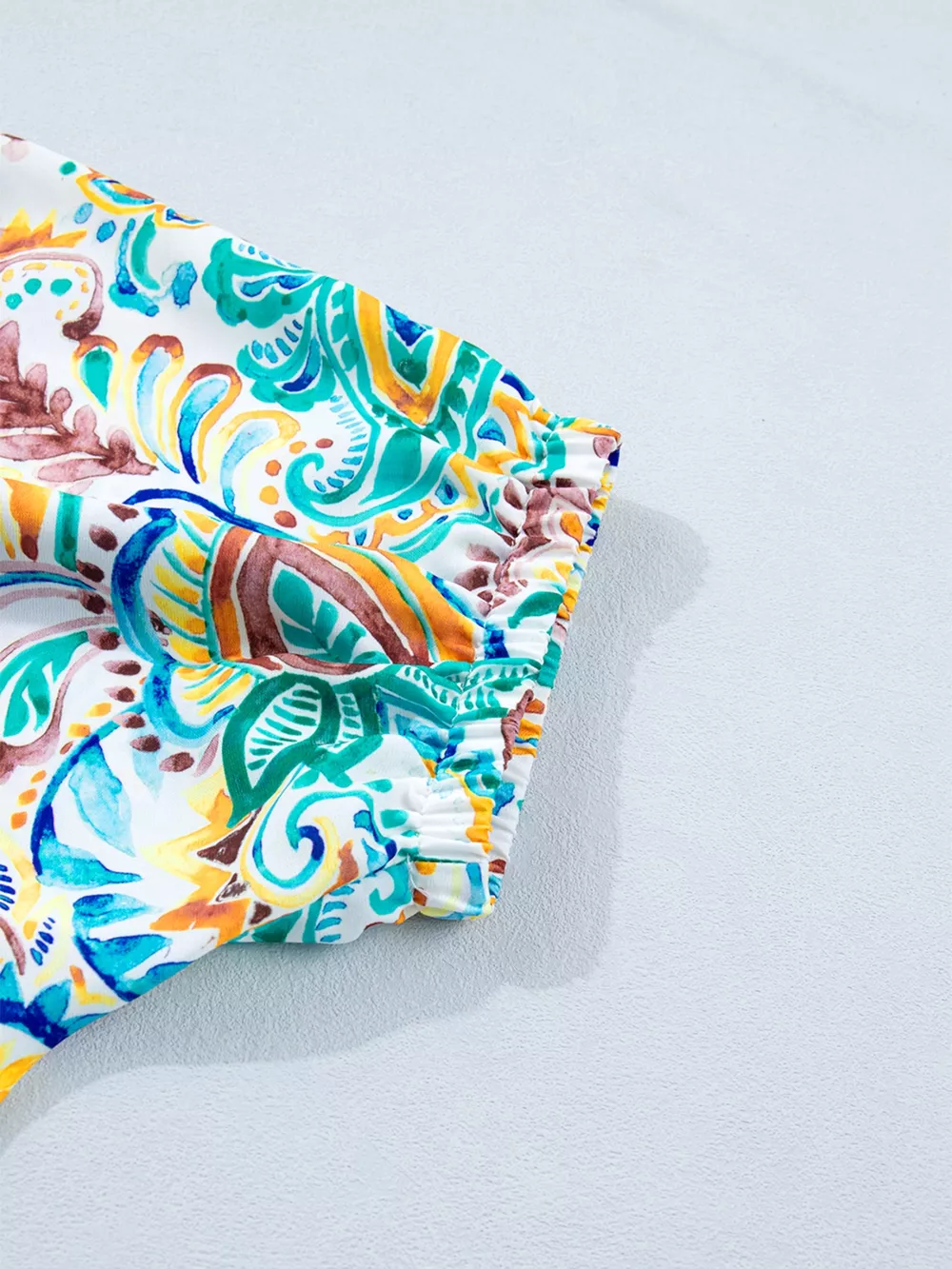 Paisley Floral Printed Puff Sleeve Blouse, image 7