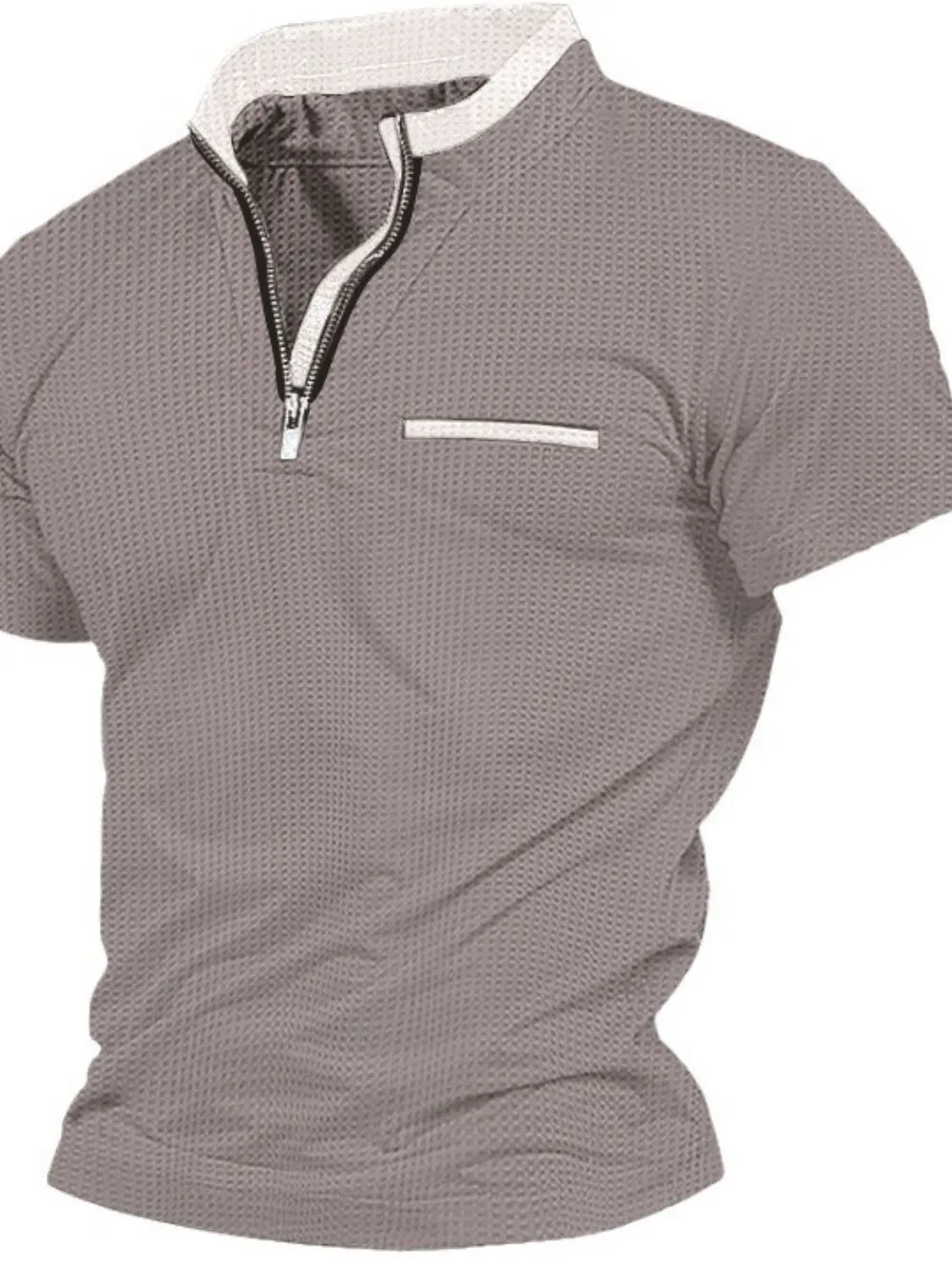 Men's Full Size Zip Collar Short Sleeve Polo Plus Size, image 7
