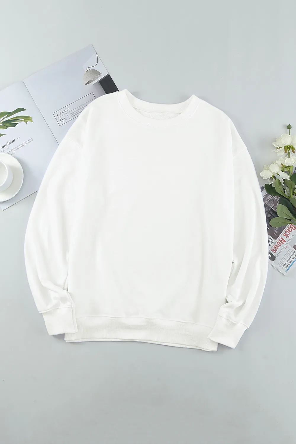 Round Neck Dropped Shoulder Sweatshirt, image 3