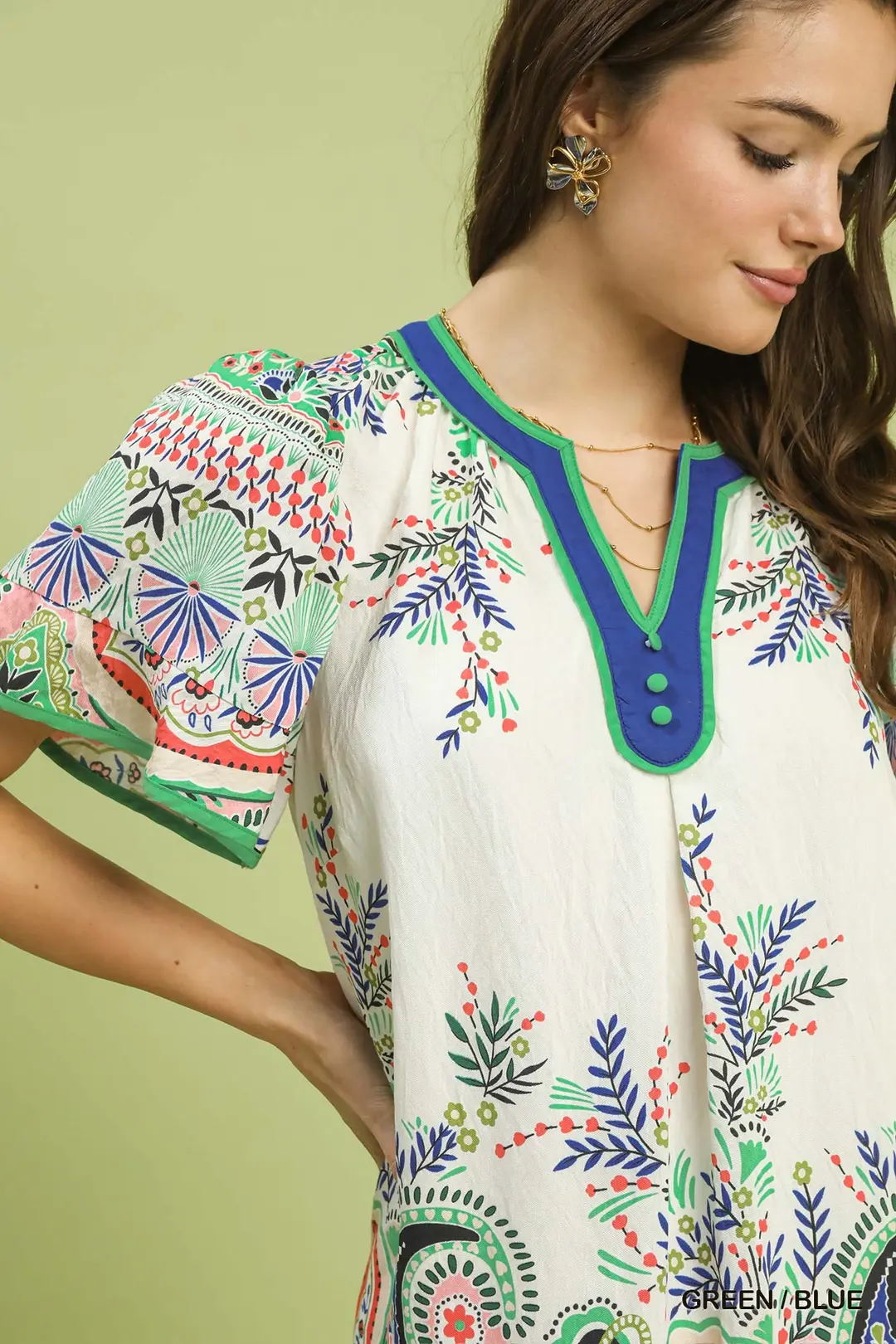 Paisley Flutter Sleeve Mini Dress, image 4