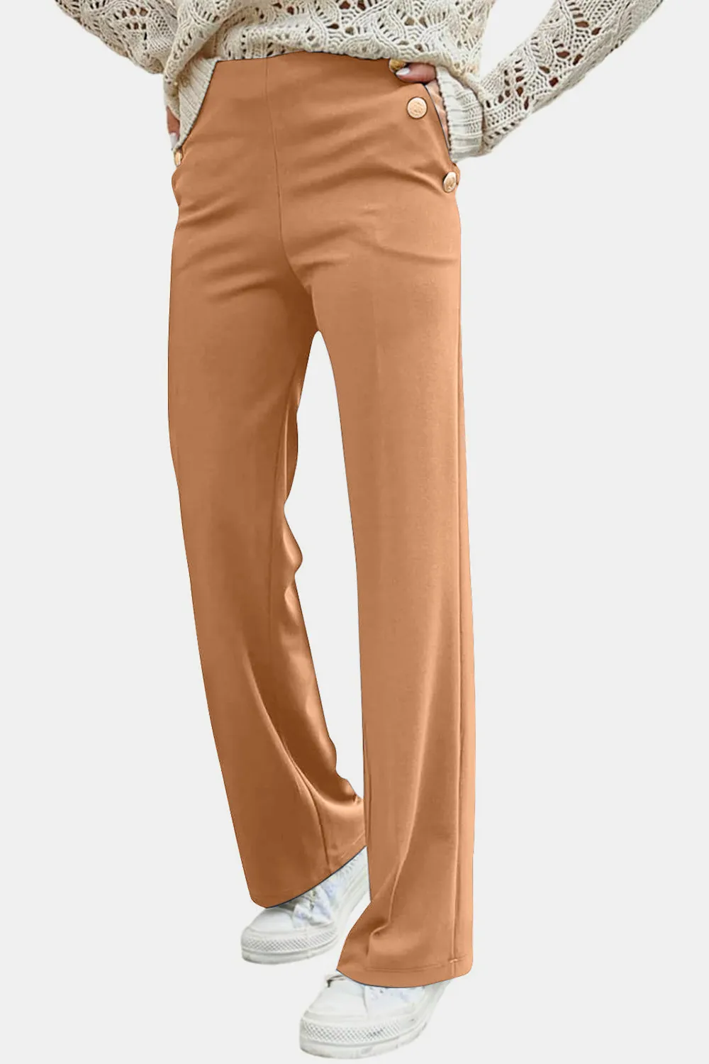 Decorative Button High Rise Pants, image 10