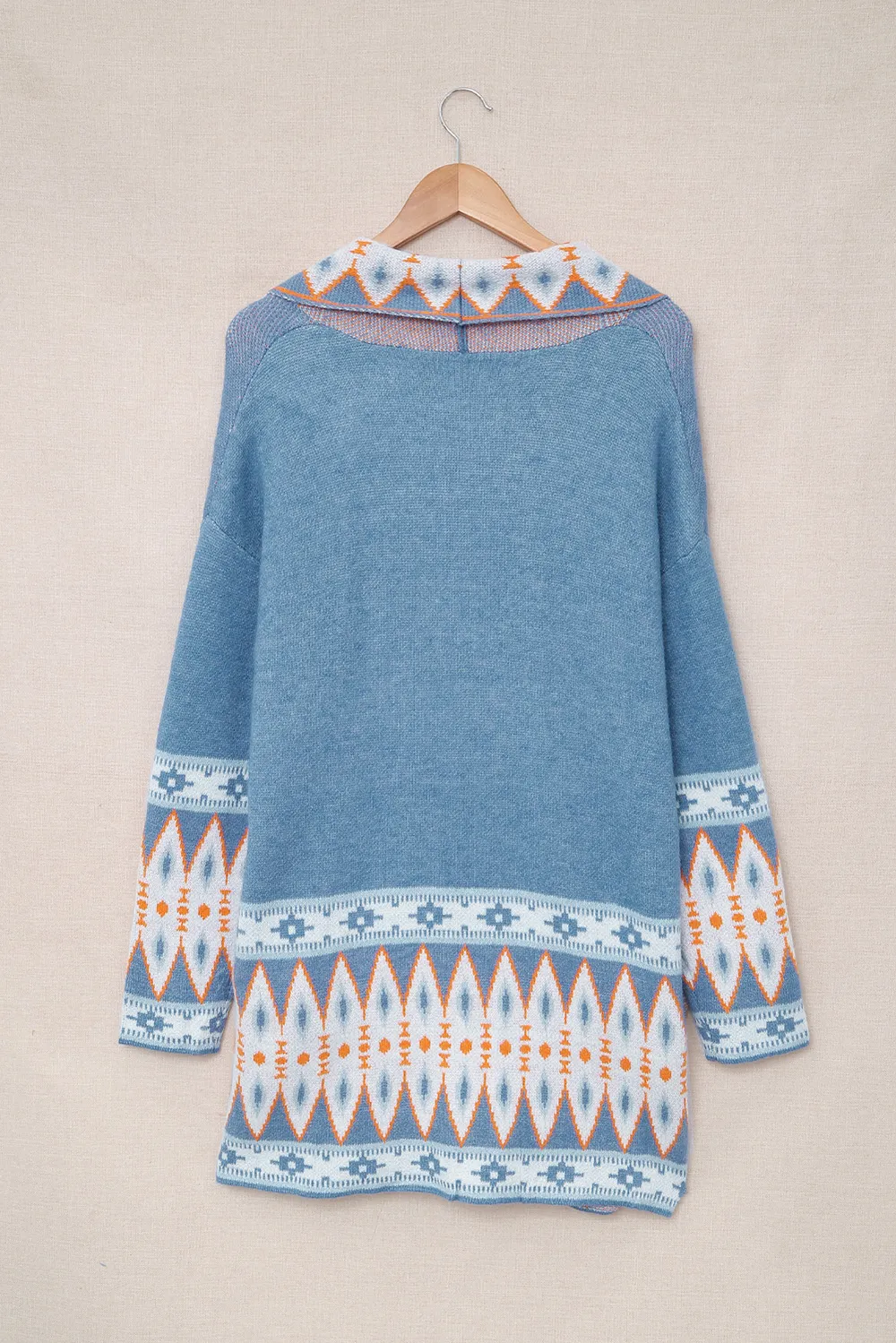 Geometric Open Front Long Sleeve Cardigan, image 12