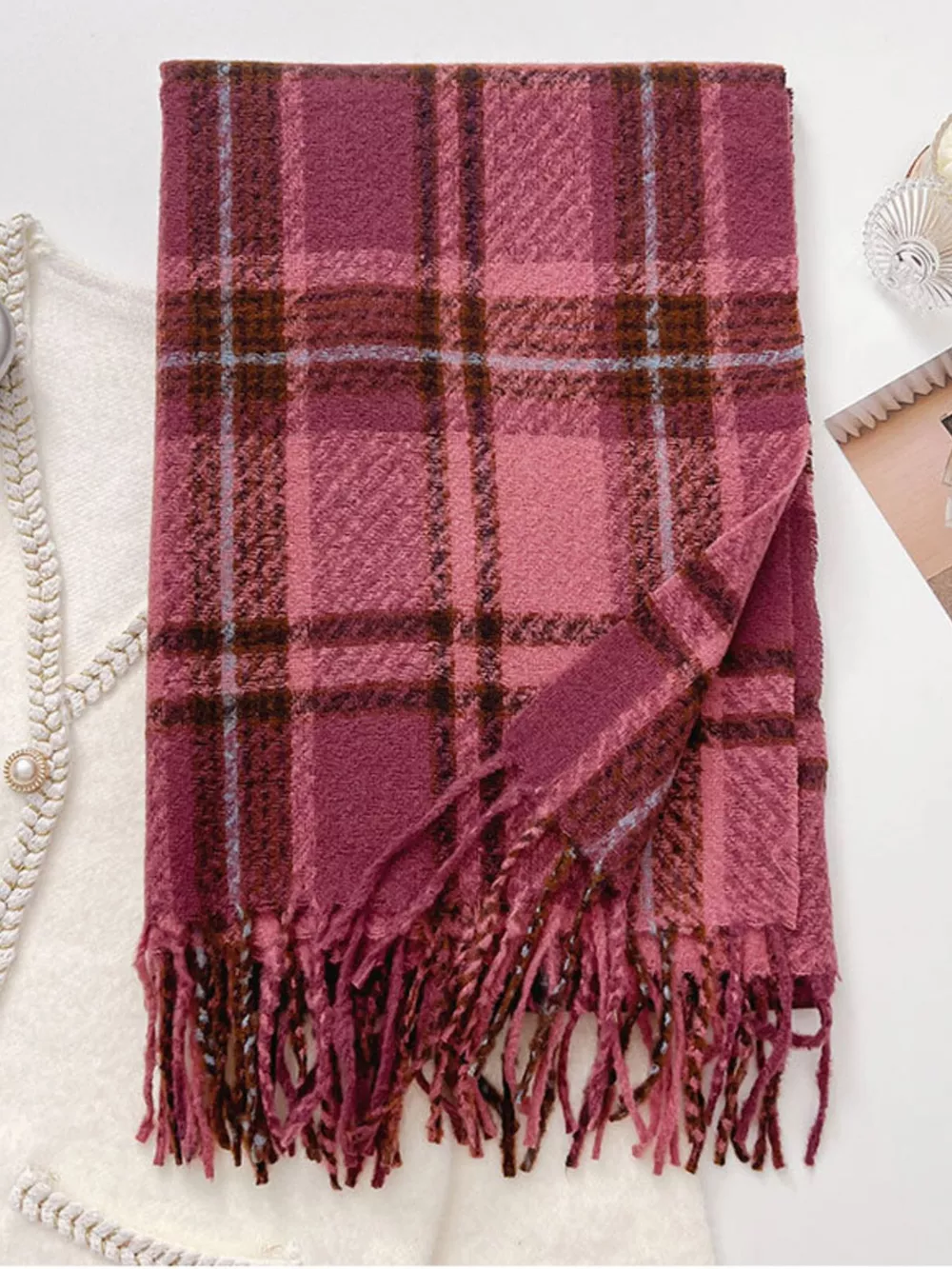 Warm Plaid Winter Scarf, image 13