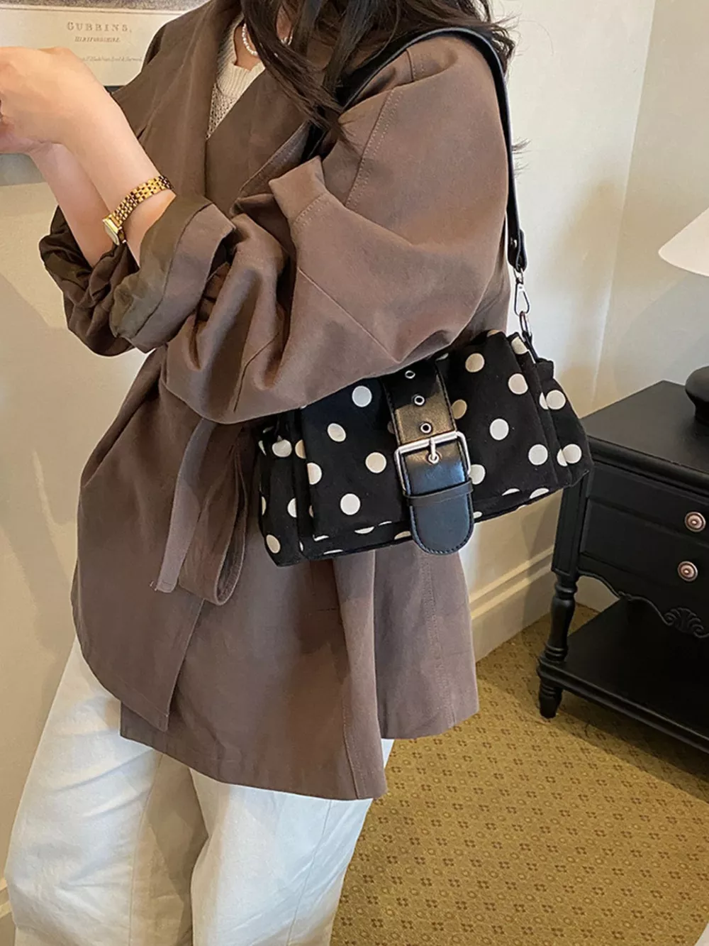 Vintage Polka Dot Shoulder Bag, image 7