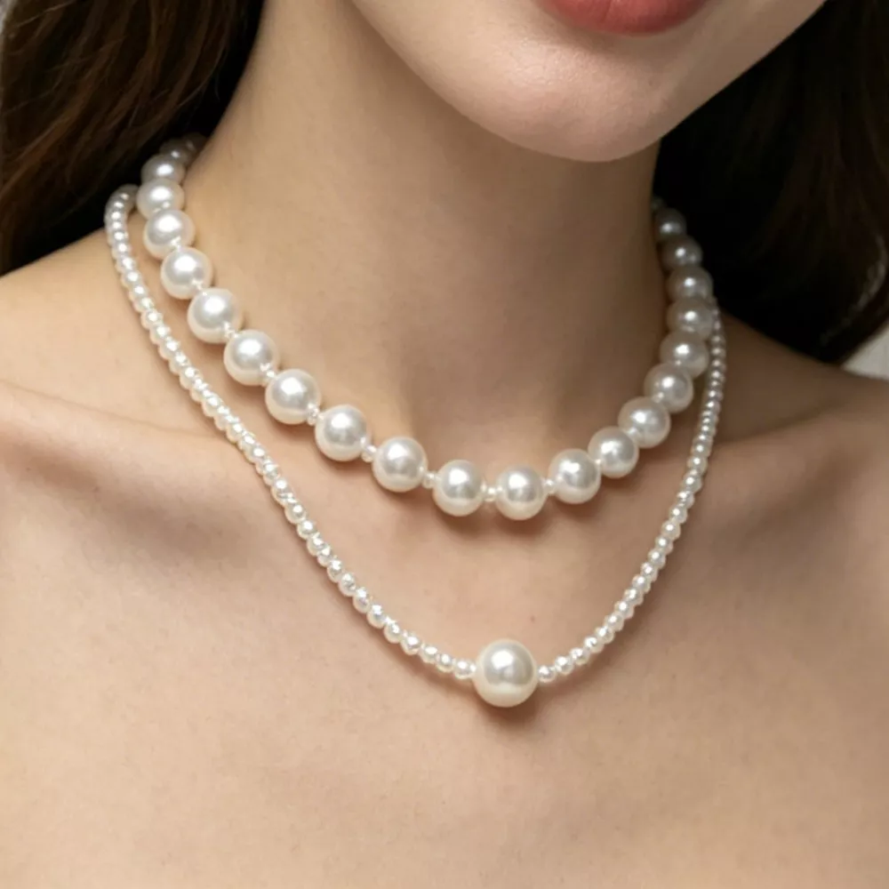 Elegant Double Layer Pearl Necklace, image 4