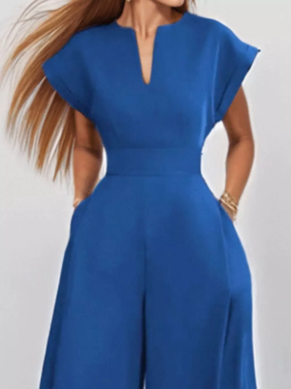 Full Size Notched Wide Leg Jumpsuit Plus Size, image 4
