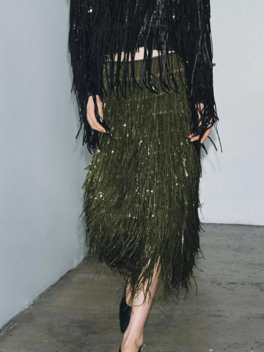 Fringe Long Sleeve Shirt & Skirt Set, image 5