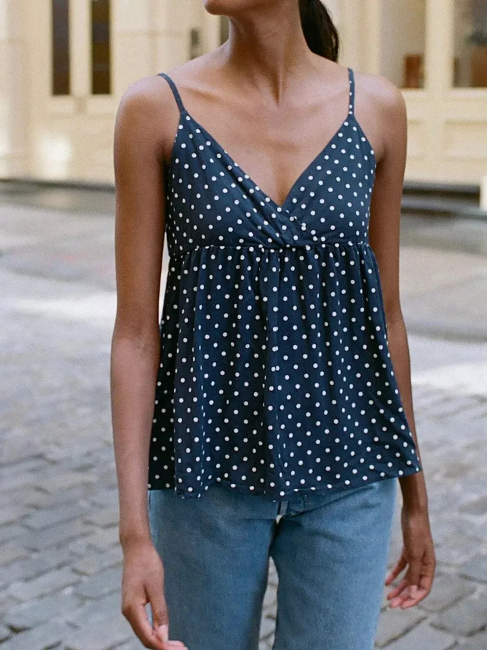 Polka Dot V-Neck Flowy Cami, image 7