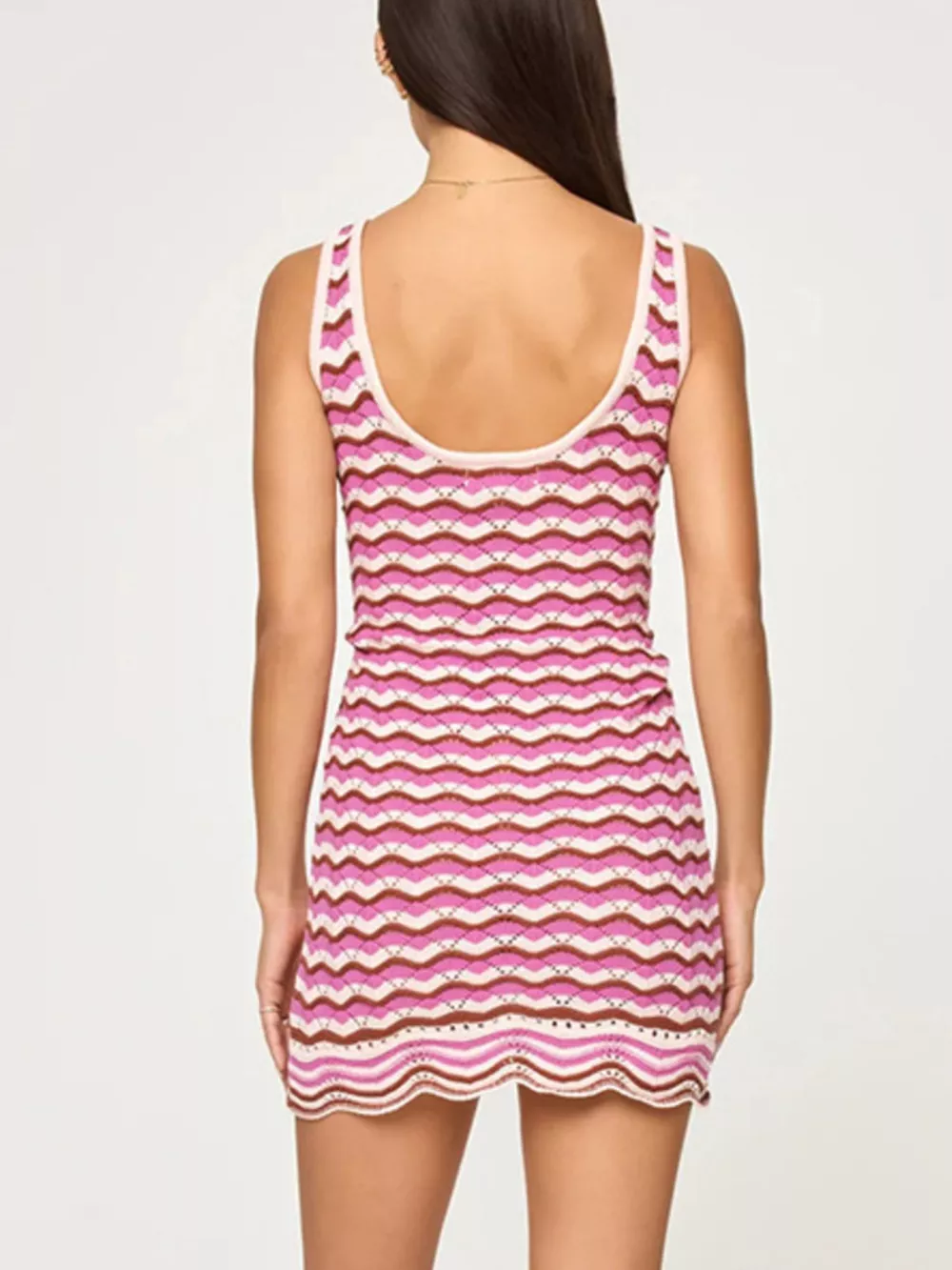 Openwork Chevron Knit Tank Dress, image 5