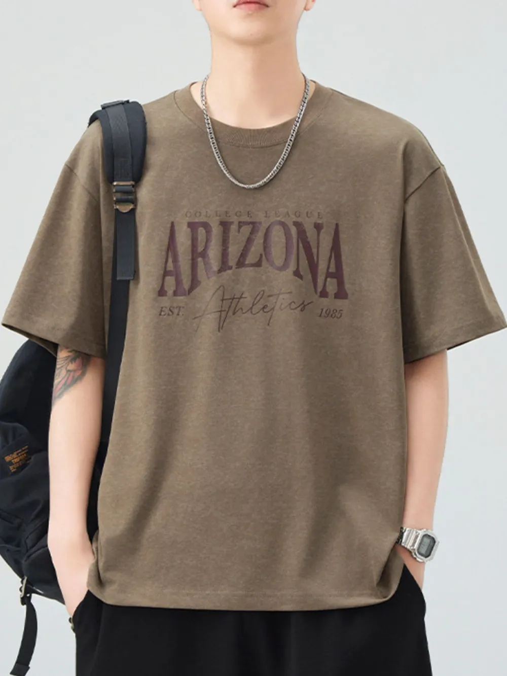 Men's Plus Size Letter Graphic Short Sleeve Oversized T-Shirt, image 2
