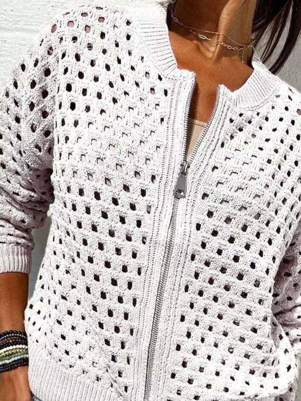 Full Size Crochet Knit Zip-Up Cardigan Plus Size, image 25