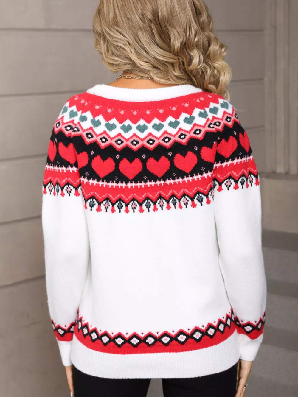 Valentine's Day Heart Pattern Knitted Sweater, image 15