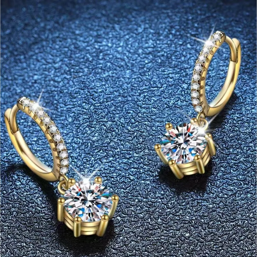 1 Carat 925 Sterling Silver Moissanite Drop Earrings, image 3