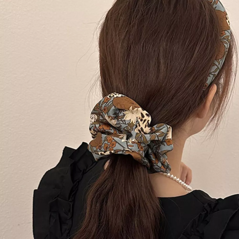 3-Piece Floral Print Hair Scrunchies Set, image 7