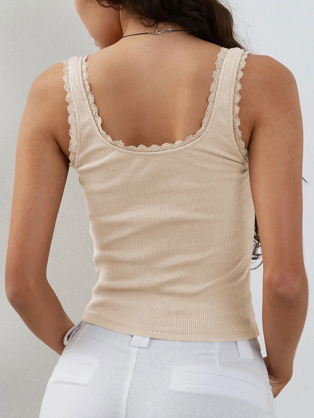 Lace Detail Square Neck Tank, image 16