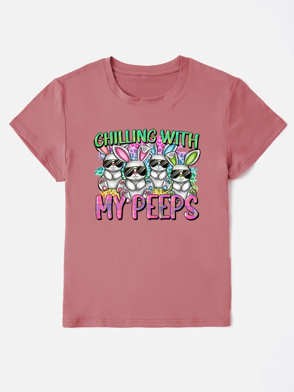CHILLING WITH MY PEEPS Round Neck T-Shirt, image 16