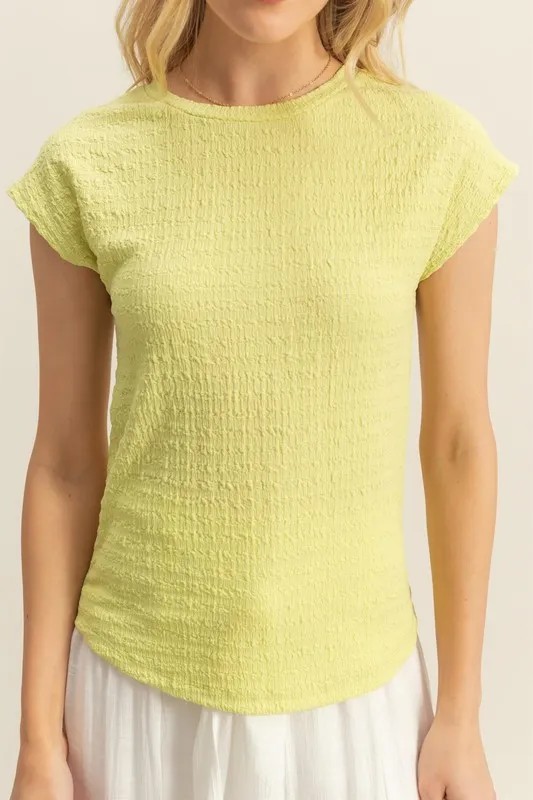 Textured Round Neck Cap Sleeve Knit Top, image 4