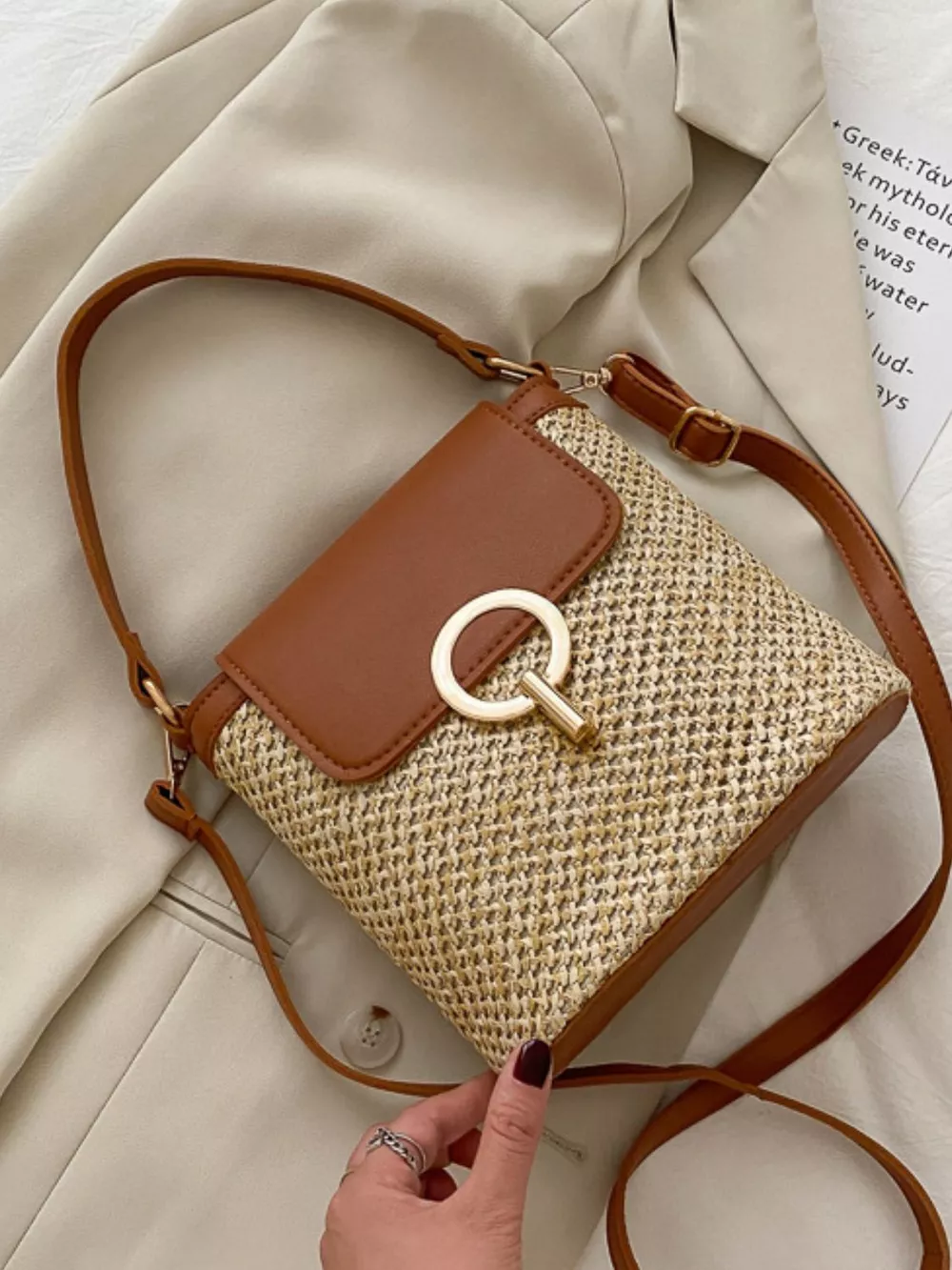 Woven Straw Crossbody Bag, image 8