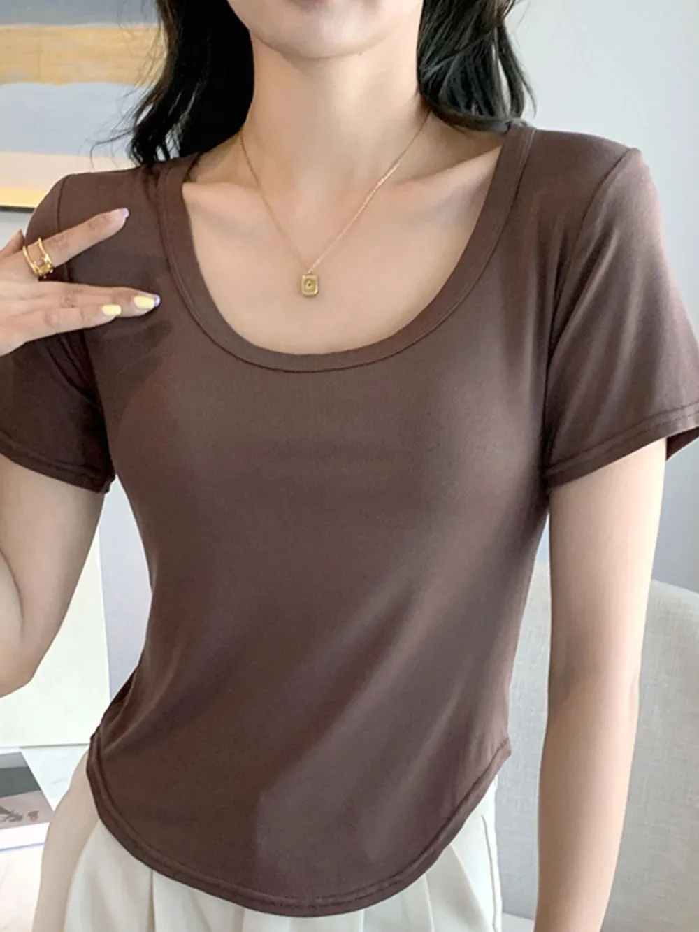 Plus Size Round Neck Short Sleeve T-Shirt, image 14