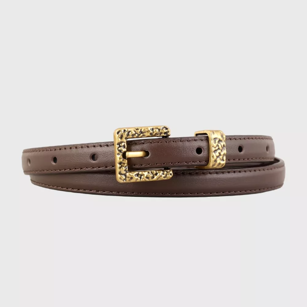 Skinny Leather Belt with Buckle, image 6