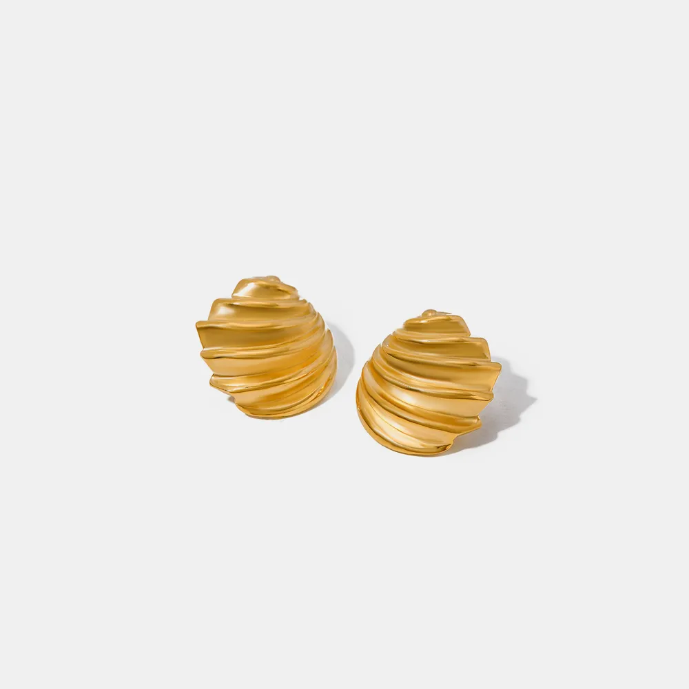 Stainless Steel Shell Shape Stud Earrings, image 7