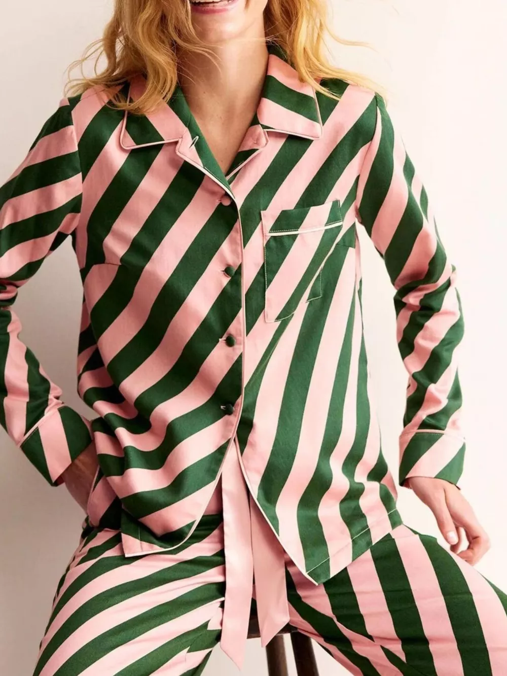 Striped Long Sleeve Shirt and Pants Lounge Set, image 2