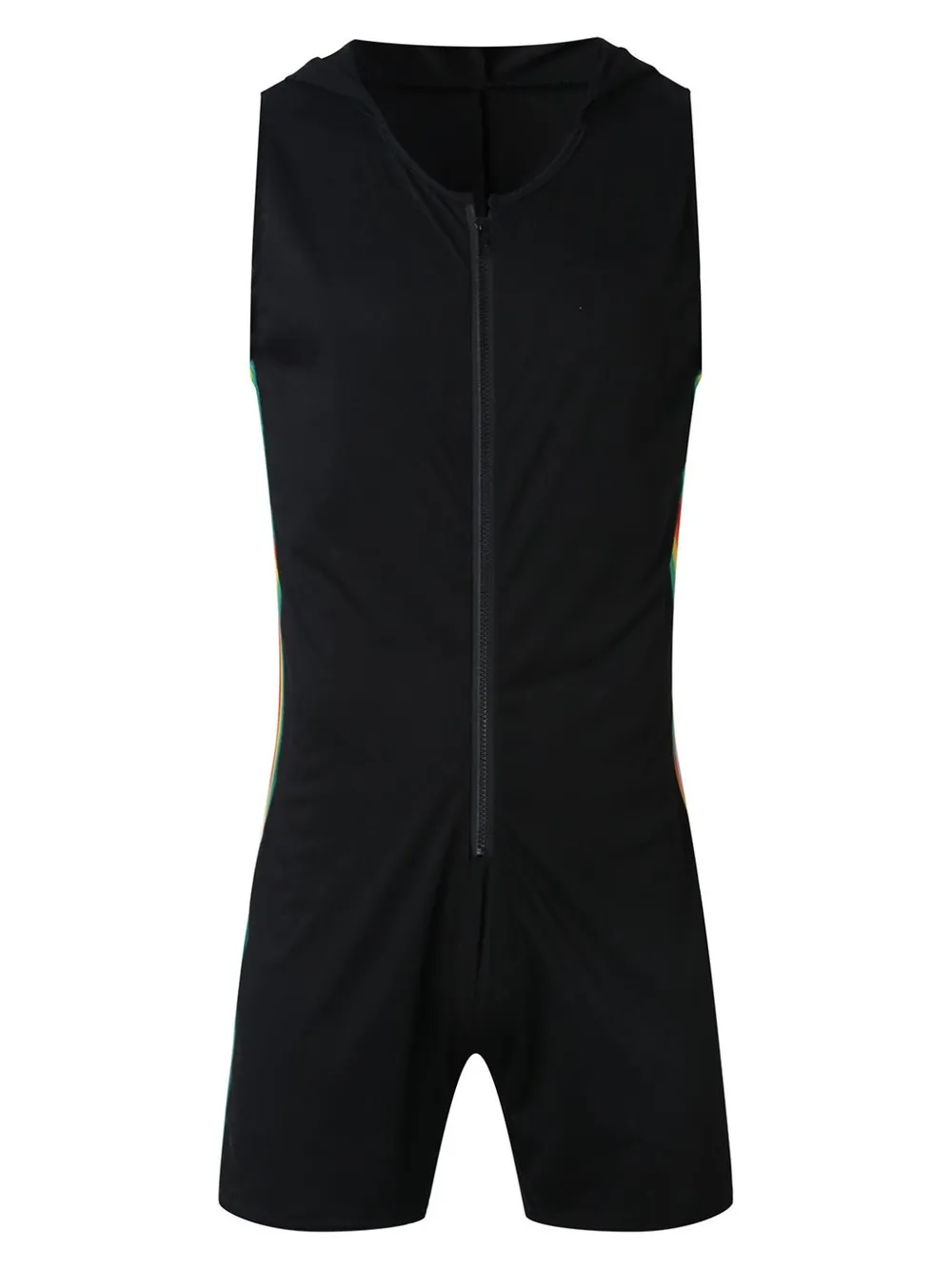 Men's Full Size Contrast Zip Front Sleeveless Active Romper Plus Size, image 7
