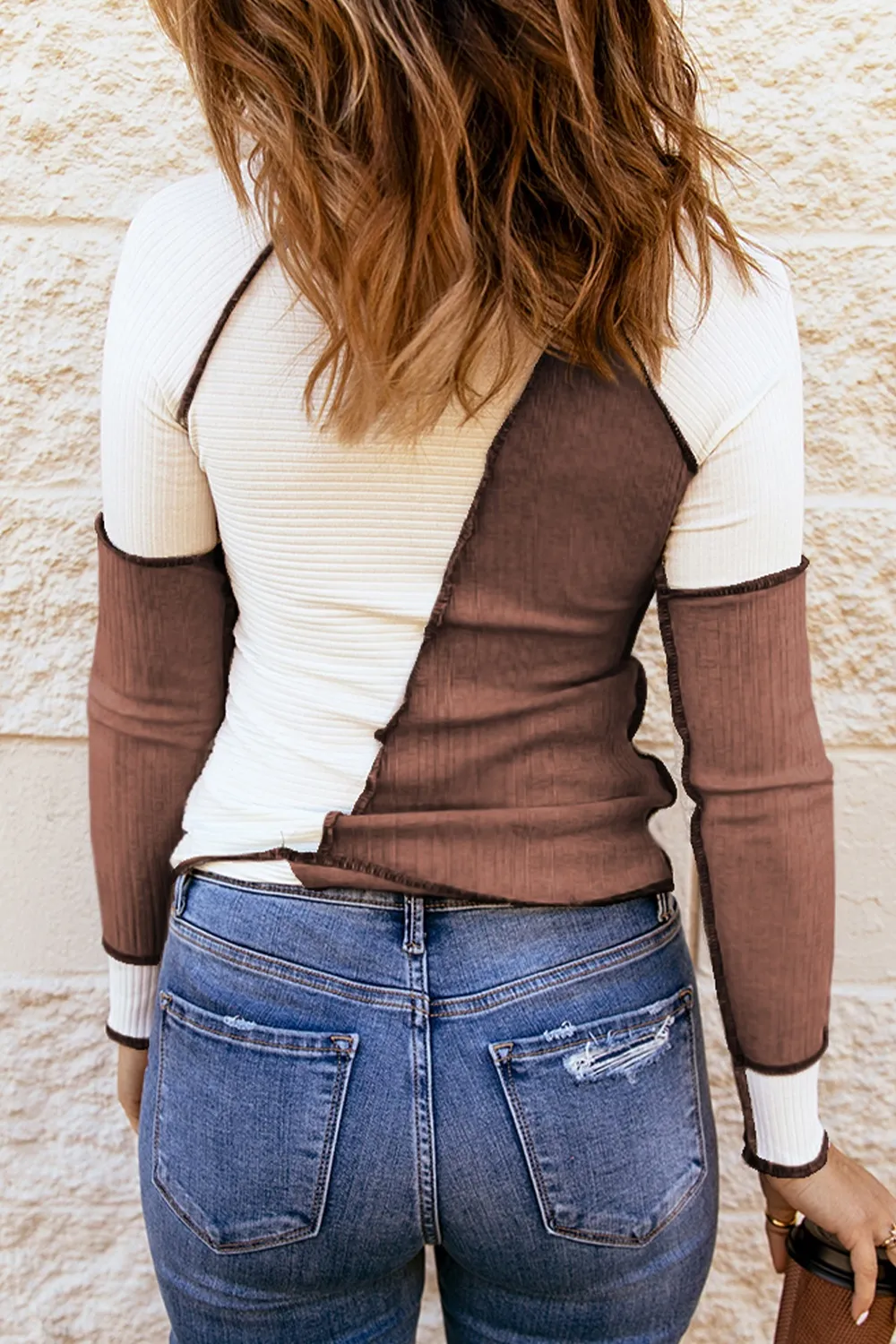 Color Block Round Neck Long Sleeve T-Shirt, image 12