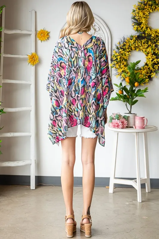 Full Size Multi Color Snake Open Cardigan Plus Size, image 9