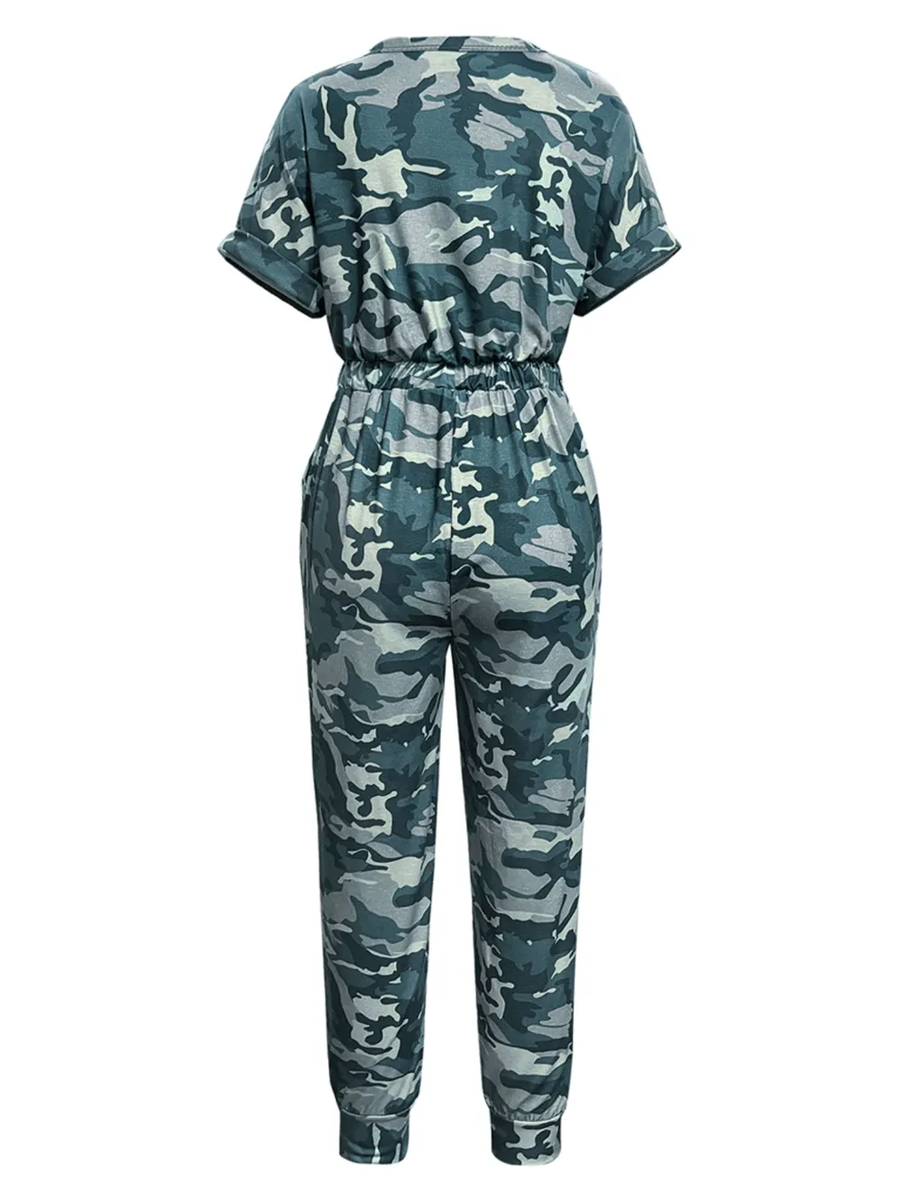 Drawstring Waist Short Sleeve Jumpsuit, image 4