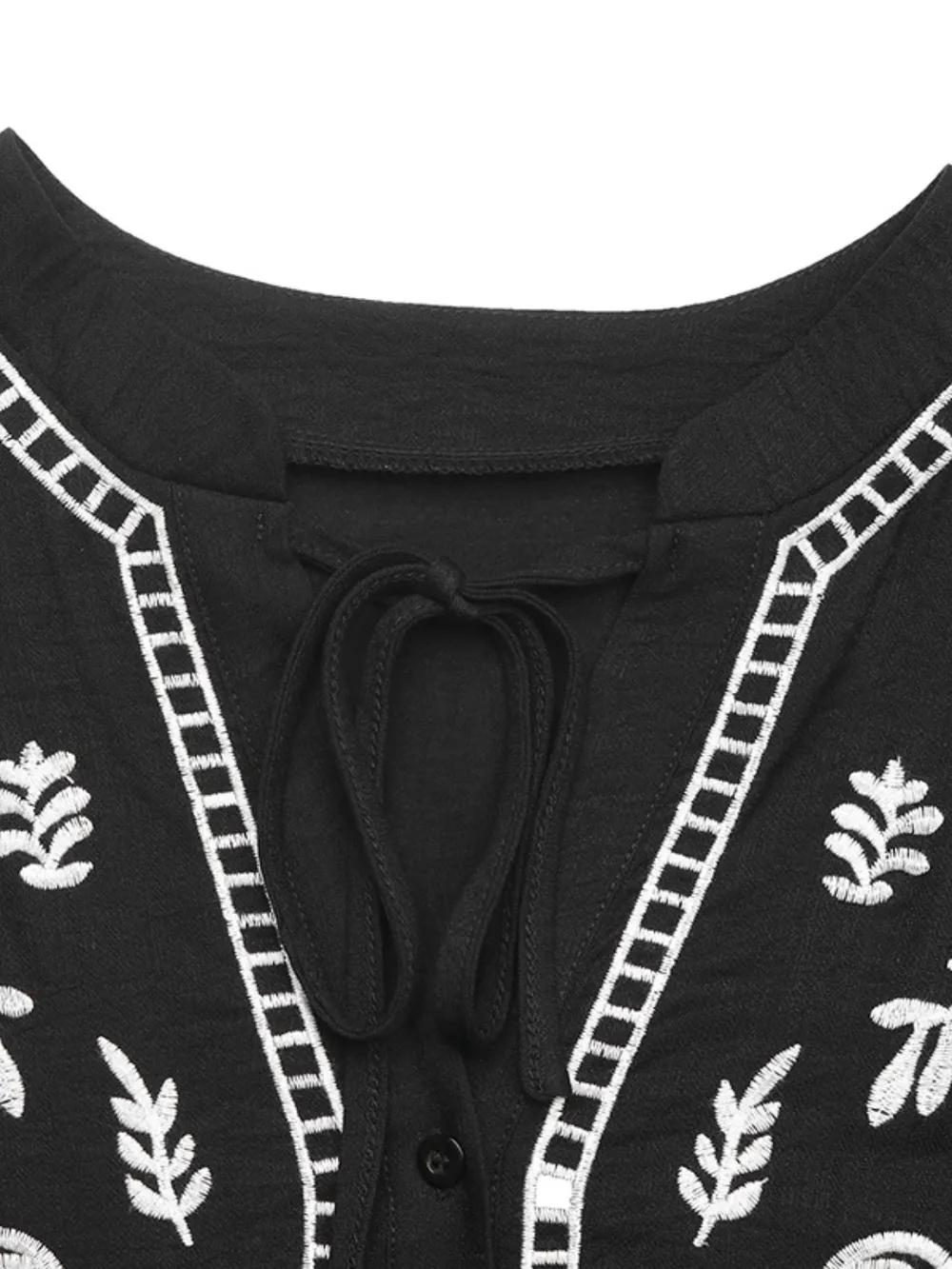 Embroidered Notched Half Sleeve Midi Dress, image 5