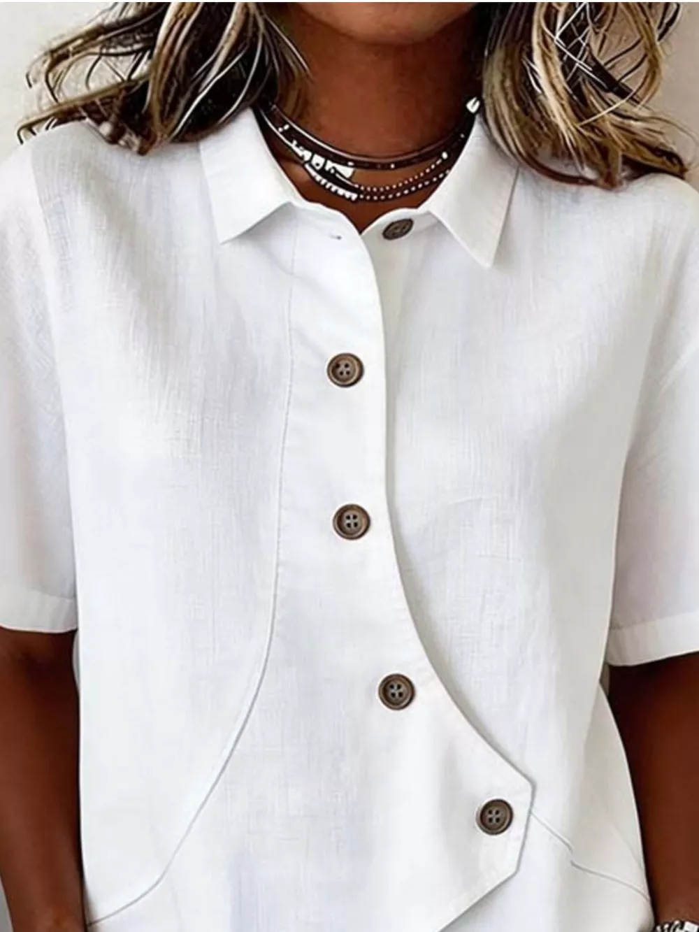 Full Size Casual Asymmetrical Button Shirt Plus Size, image 2