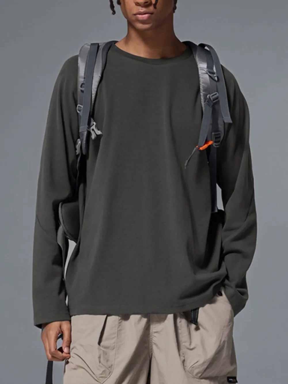 Men's Oversized Round Neck Long Sleeve T-Shirt, image 3