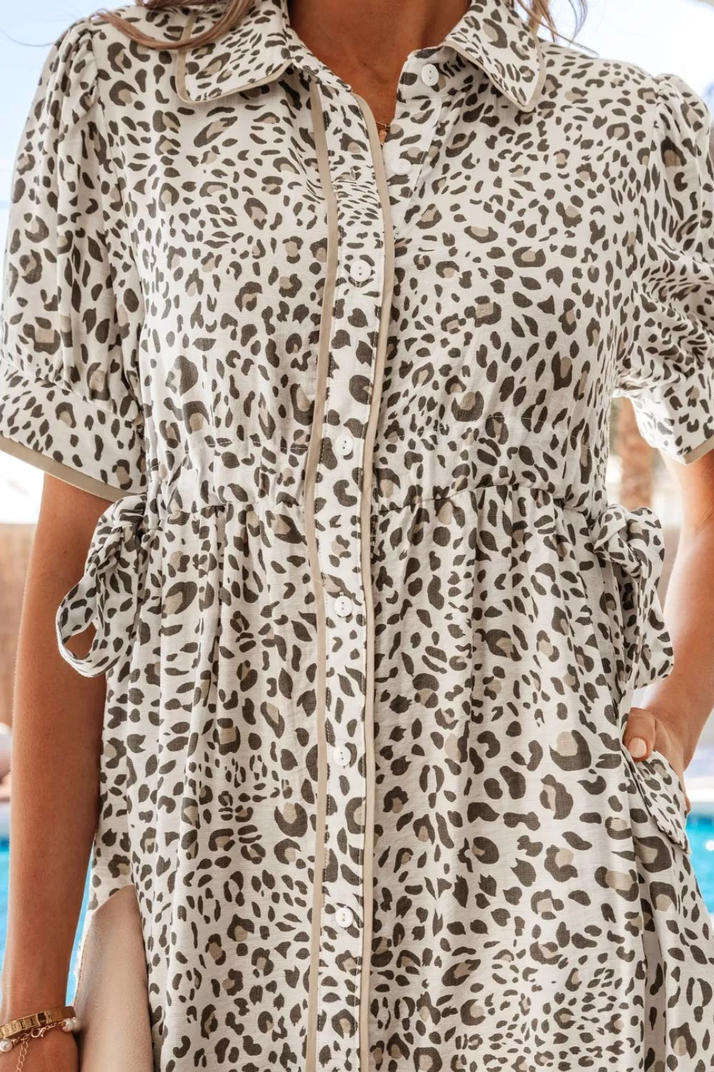 Leopard Print Button-Down Midi Dress, image 6