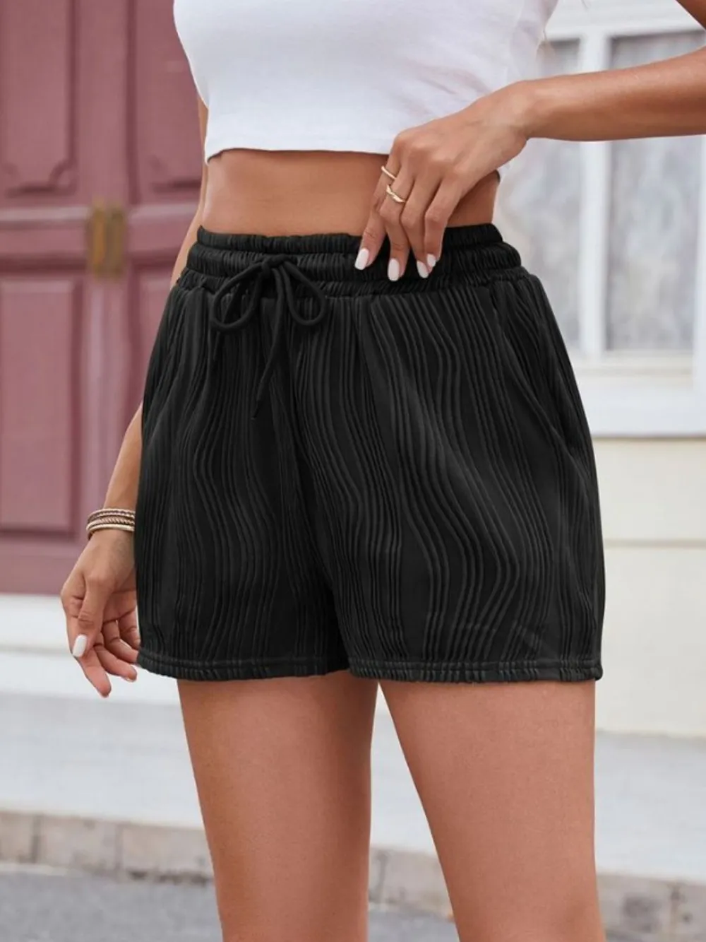 Texture Drawstring Shorts, image 3