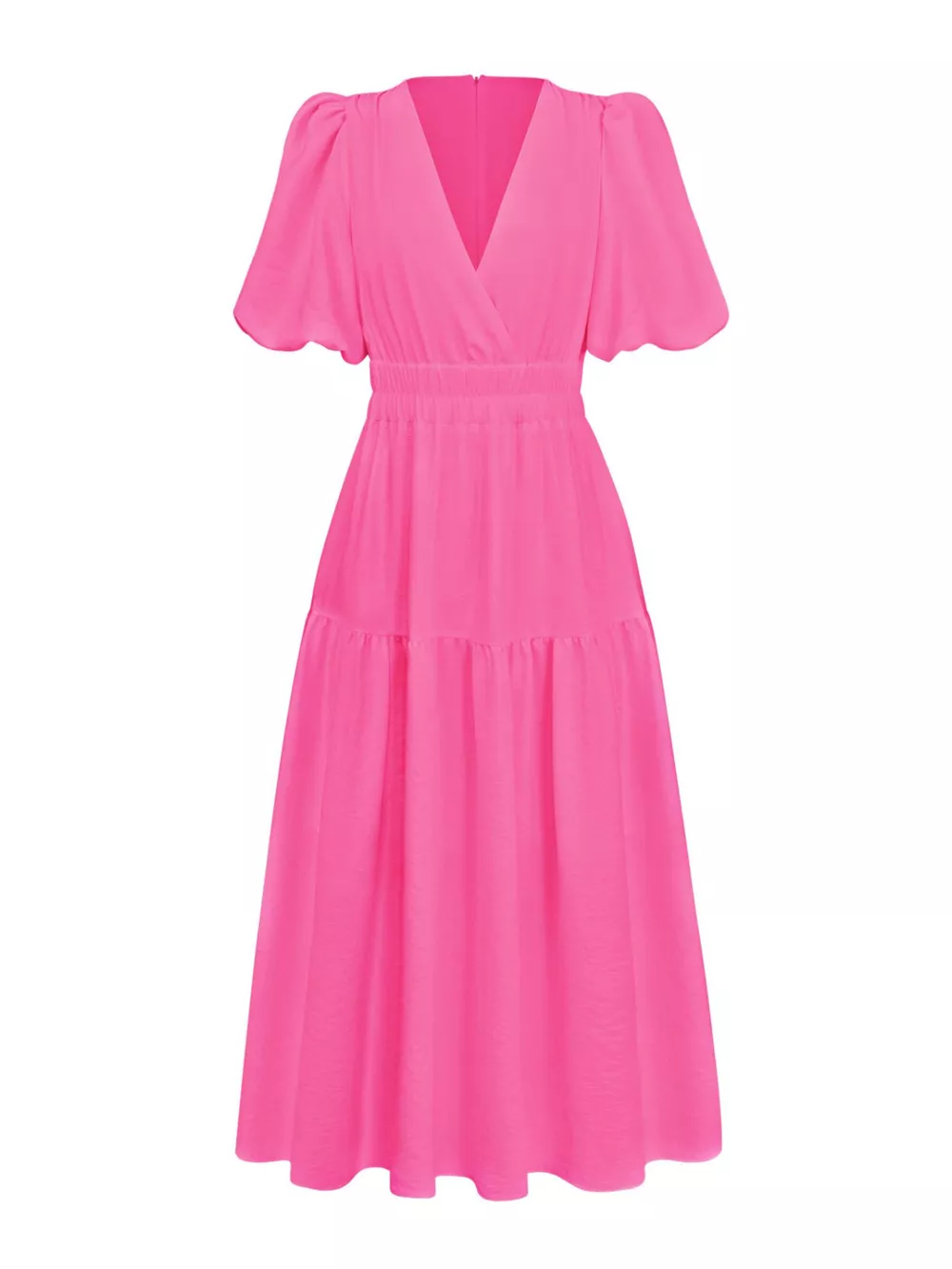 Elegant Puff Sleeve V-Neck Midi Dress, image 29