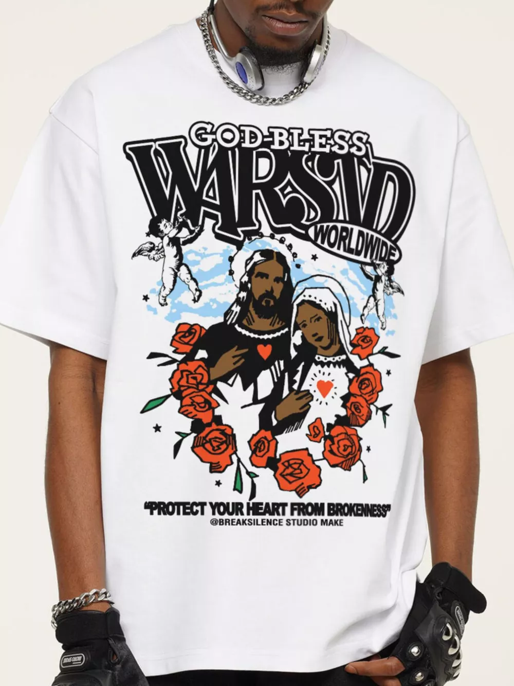 Men's God-Bless Graphic Print Vintage Wash T-Shirt, image 4