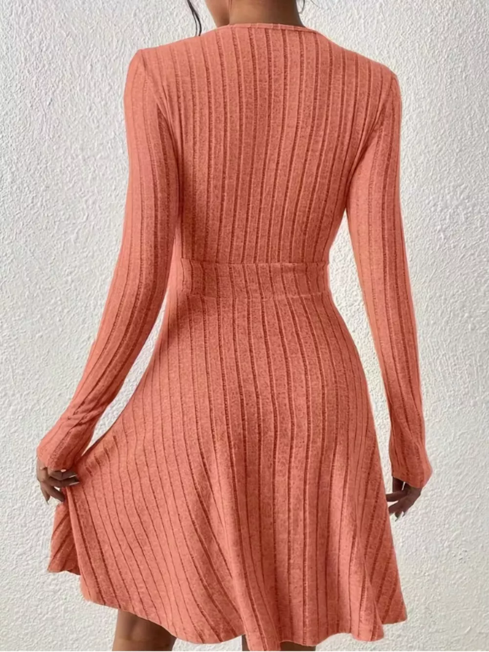Ribbed Knit Wrap Mini Dress, image 17