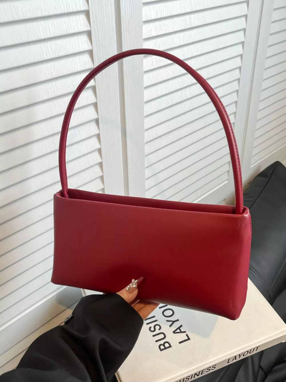 Leather Rectangular Shoulder Bag, image 7