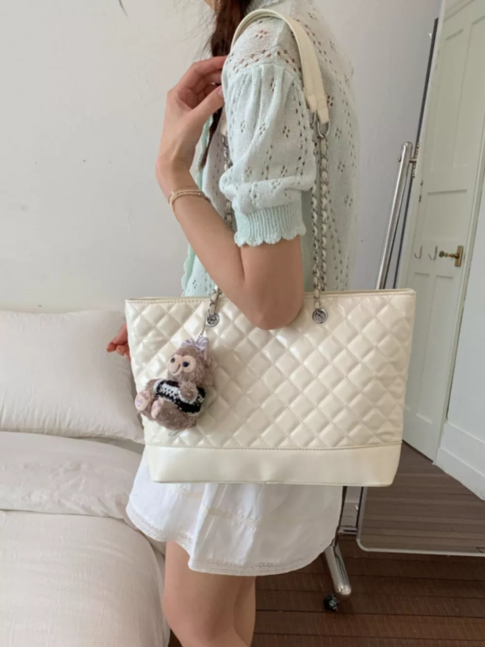Quilted PU Leather Shoulder Bag, image 4