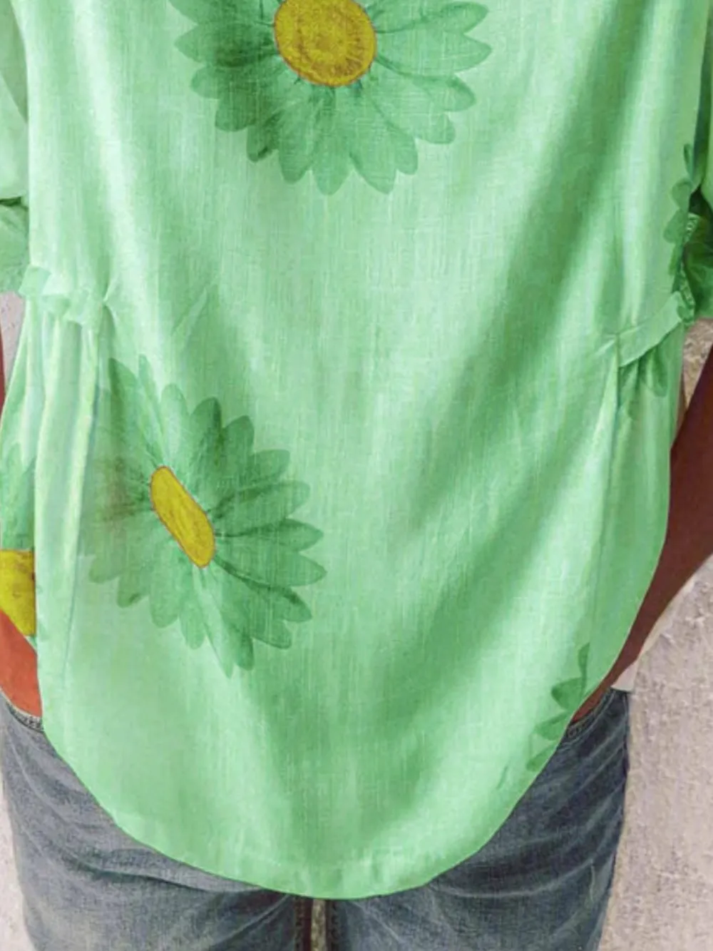 Full Size Flower Round Neck Half Sleeve T-Shirt Plus Size, image 14