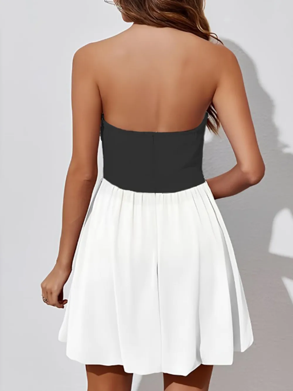 Ruched Two-Tone Tube Mini Dress, image 2