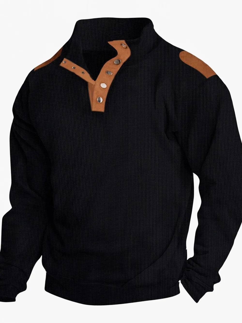 Men's Full Size Quarter Snap Long Sleeve Top Plus Size