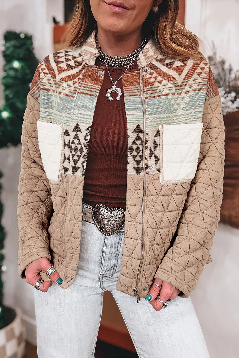 Aztec Quilted Patchwork Western Jacket, image 5